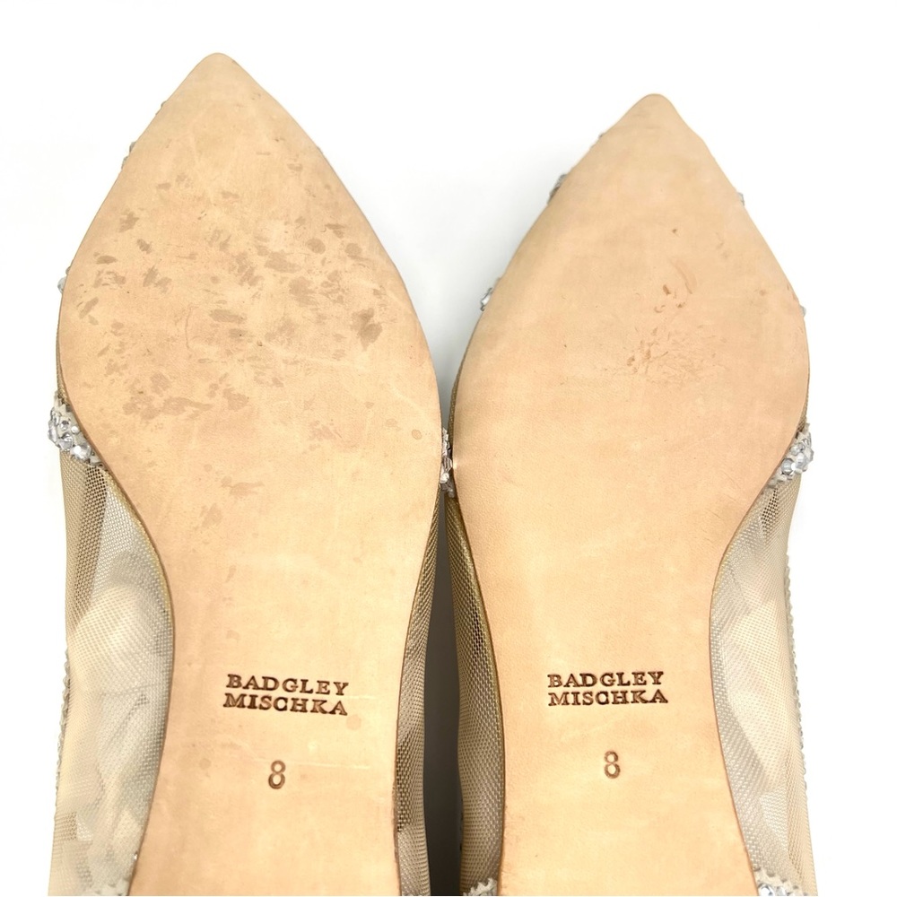 Badgley Mischka‎ BHLDN Size 8 Gigi Point Toe Jeweled Ivory Ballet Flats Shoes - Picture 12 of 13
